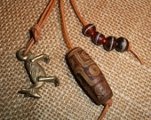 African brass Ashan Fox Horn Tibetan Bead Swivel Key Chain