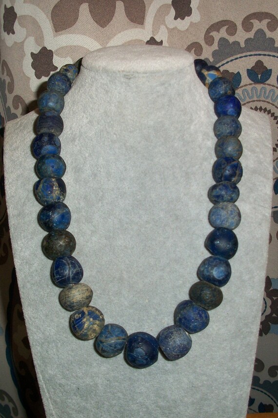 Old Blue Dogon Dutch Bead Sterling Necklace - Etsy