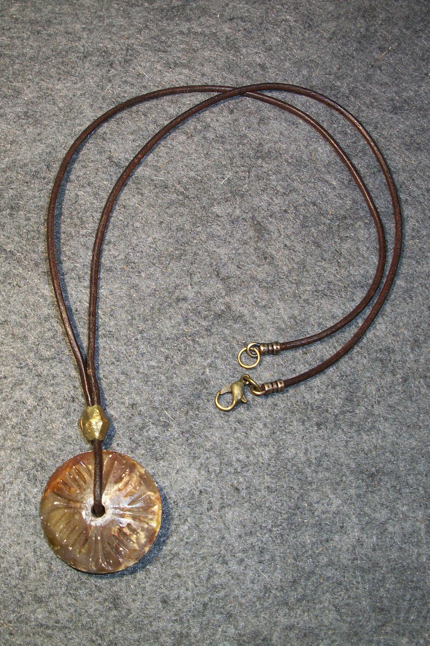 Vintage Carved Indian Soapstone Leather Necklace Etsy