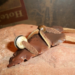 Jasper Arrowhead Bone Suede Necklace