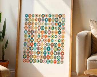 Minimalist circles print, Scandinavian wall art, MCM poster