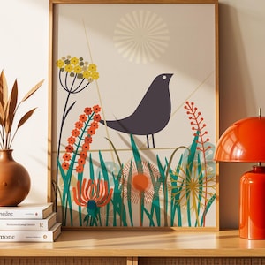 Mid century modern bird print, bird wall art, mid century wall art, mid century print, mid century modern print, mid century art, bird art