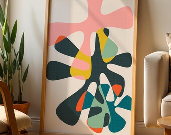 Abstract floral art, Mid Century Modern Wall Art,