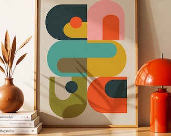 Geometric abstract art, Mid-Century Modern Print, retro wall art