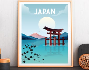 Japan vintage travel poster vintage illustration of Japan birthday gifts retro wall art print wall decoration idea travel inspiration