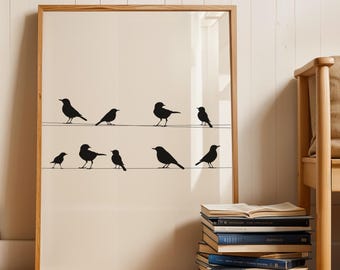 Modern Bird Print: Scandi Boho Wall Art