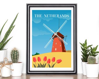 VINTAGE NETHERLANDS ROUTE SOUTHERN PACIFIC TRAVEL A4 POSTER PRINT