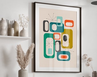 Mid century modern print, mid century print, mid century wall art, retro wall art, retro print, retro art, geometric print, geometric art