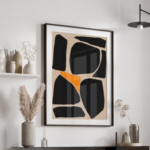 Orange abstract art, Orange abstract painting, Orange wall art, Orange and black, abstract wall art, geometric wall art, geometric print