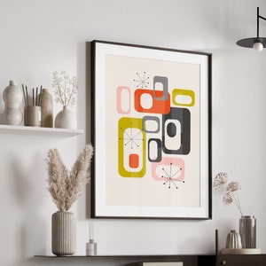 Mid century modern print, mid century print, mid century wall art, mid century poster, retro wall art, retro print, retro art, geometric