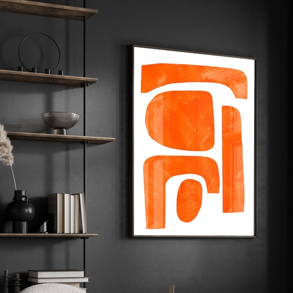 Orange Wall Art Etsy