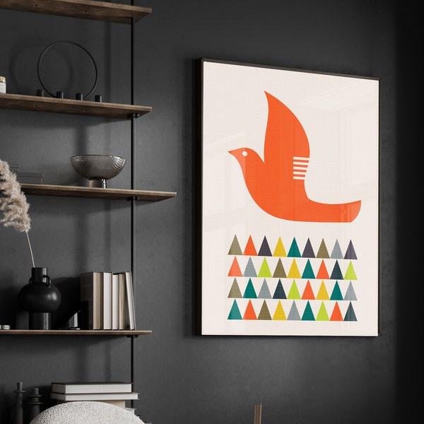 Retro Bird Print Etsy