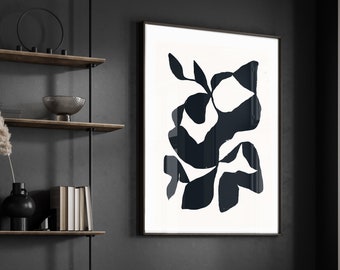 Scandi Botanical Print: Black & White Leaf Nordic Wall Art