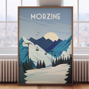 Morzine poster, Morzine print, Morzine skiing print, Morzine travel poster, Morzine travel print skiing poster, skiing wall art,