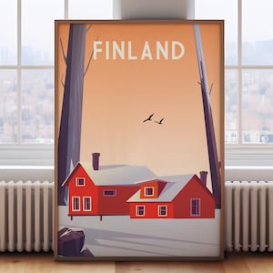 Retro Finland travel poster, Finland print, Finland wall art, Finland travel print, Finland poster, retro travel print, vintage travel print