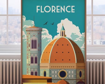 Florence Travel Poster: Retro Italy Wall Art