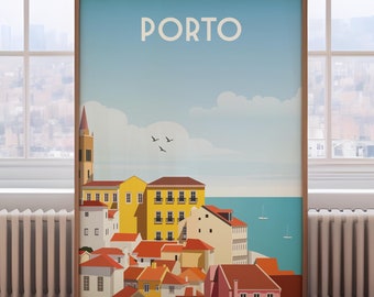 Retro Porto Travel Poster: Vintage Portugal Wall Art