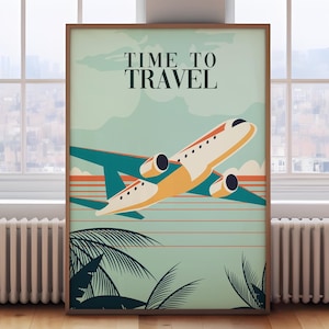 Retro Travel Poster: Vintage Airplane Wall Art Print image 1