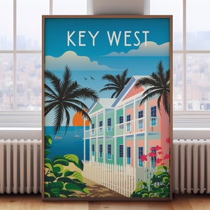 Retro Key West Travel Print: Vintage Florida Wall Art
