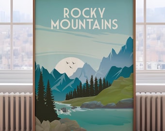 Rocky Mountains Travel Poster: Vintage Canada Print