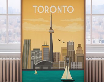 Retro Toronto Travel Poster: Vintage Canada Wall Art