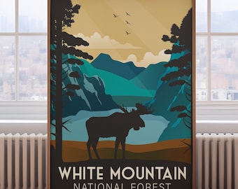 White Mountain National Forest Print: Retro Travel Poster