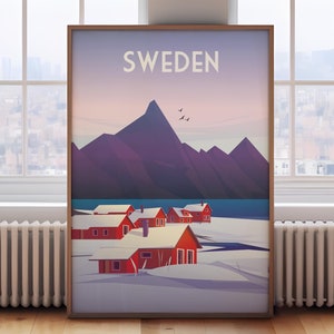 Sweden travel poster, Sweden print, Sweden wall art, Sweden travel print, Sweden poster, retro travel print, vintage travel print