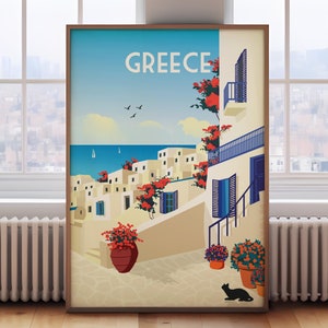 Greece poster, Greece travel print, Greece print, Greece travel poster, retro travel poster, retro travel print, Greek poster, Greek print