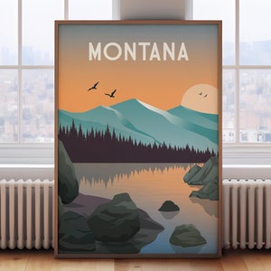 Montana print, Montana poster, Montana travel print, Montana poster, Montana wall art, Montana travel poster retro wall art