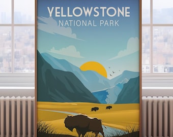 Yellowstone National Park Poster: Retro Travel Print