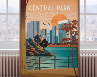 Retro Central Park Print: New York Travel Poster
