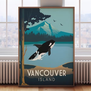 Vancouver Island travel poster, Canada travel poster, retro Vancouver Island print, Vancouver wall art, Vancouver printtravel wall art,