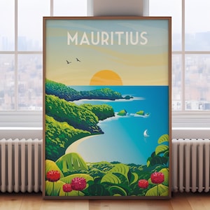 Mauritius travel print, Mauritius travel poster, Mauritius travel print, Retro Mauritius print, Mauritius wall art, Retro travel poster,