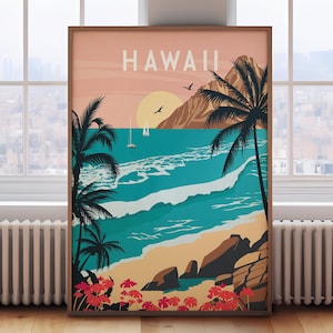 Retro Hawaii Travel Poster: Vintage Style Wall Art