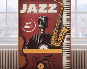 Retro Jazz Festival Poster: Mid-Century Music Wall Art