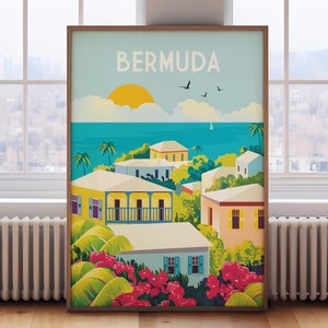 Retro Bermuda Travel Poster: Vintage Style Wall Art