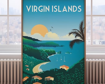 Virgin Islands Travel Poster: Retro Caribbean Print