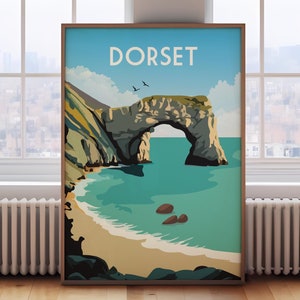 Dorset print, Durdle Door, Dorset poster, Dorset wall art, Dorset travel print, retro travel print, travel wall art, travel poster,