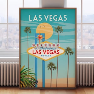 Retro Las Vegas Travel Poster: Vintage Style Wall Art
