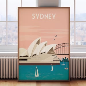 Sydney print, Australia print, Sydney travel poster, Sydney poster, retro Sydney print, retro travel poster, retro travel print,