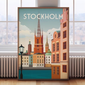 Stockholm travel print, Sweden poster, Stockholm travel poster, Stockholm poster, retro Stockholm print, Stockholm wall art, Sweden print
