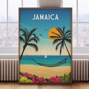 Impresión de Jamaica, póster de Jamaica, impresión de viaje a Jamaica, póster de Jamaica, arte de pared de Jamaica, póster de viaje de Jamaica, arte de pared retro