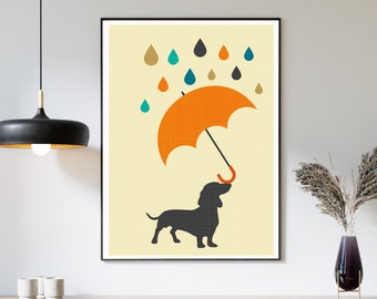Retro Dachshund Print: Mid-Century Modern Dog Wall Art