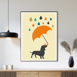 Retro Dachshund Print: Mid-Century Modern Dog Wall Art