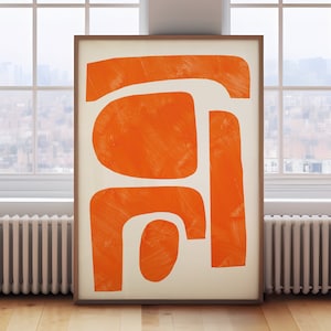 mid century print, orange mid century modern wall art, orange wall art, orange abstract art, orange print, orange geometric print