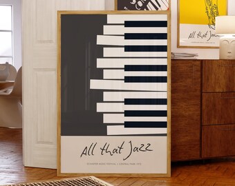 Jazz piano poster, retro music print, Jazz poster, retro wall art, music wall art, retro print, retro poster, Jazz wall art, music art,