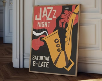 Retro Jazz Night Poster: Mid-Century Modern Music Art