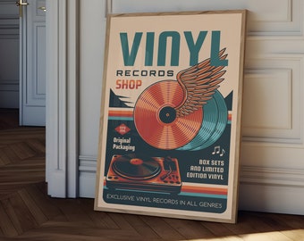 Retro Vinyl Record Poster: Music Wall Art Print