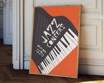 Retro Jazz Concert Poster: Mid-Century Modern Music Wall Art