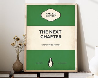 Funny book cover print, The Next Chapter, office wall art, dorm room decor, gift for him, gift for her, aesthetic wall art, trendy print,